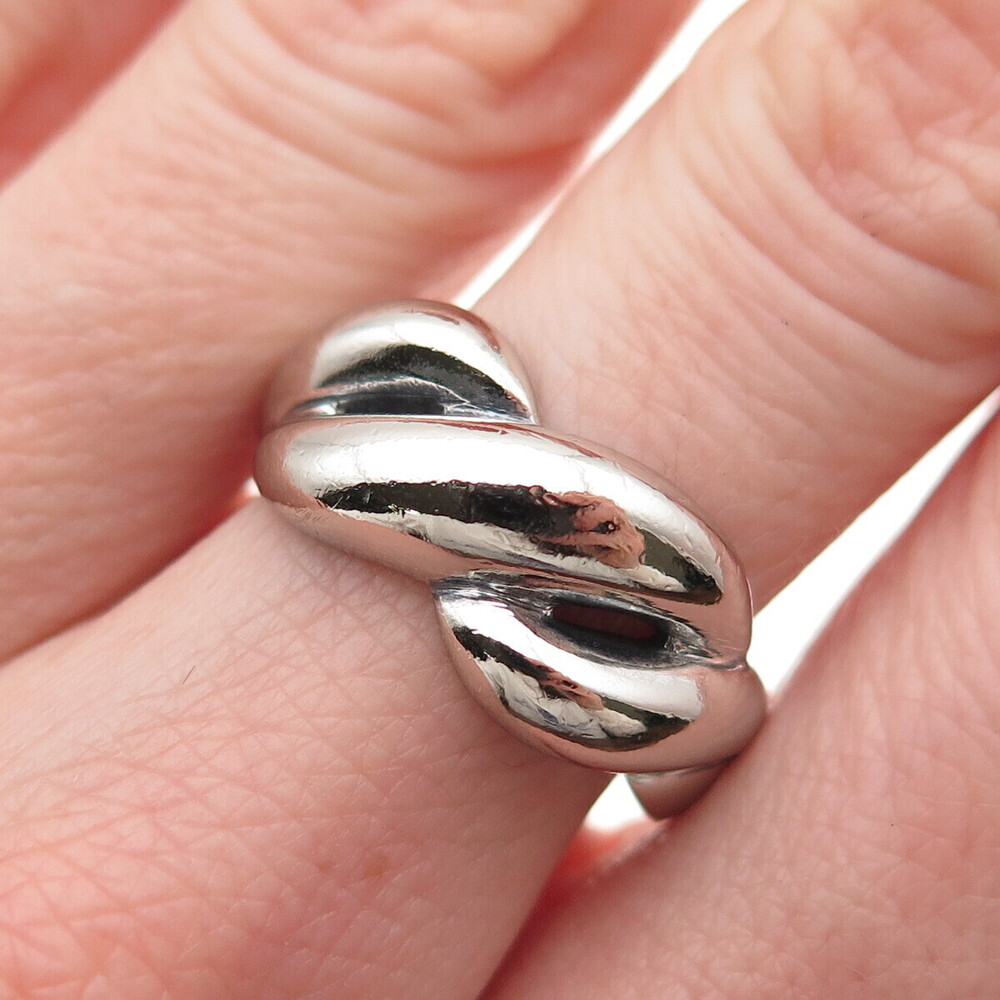 Chapal Zenray 925 Sterling Silver Vintage Modernist Twisted Oxidized Ring Size 9